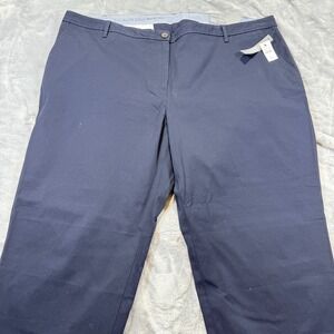 Talbots Relaxed Fit Chino Pants Navy Blue Plus Size 20W Ankle Length